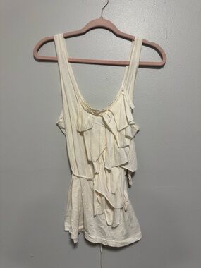 Women's J.Crew Cream Ruffle Tank Top Tie Waist